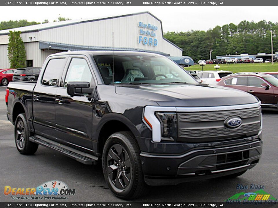 2022 Ford F150 Lightning Lariat 4x4 Smoked Quartz Metallic / Black/Slate Photo #7