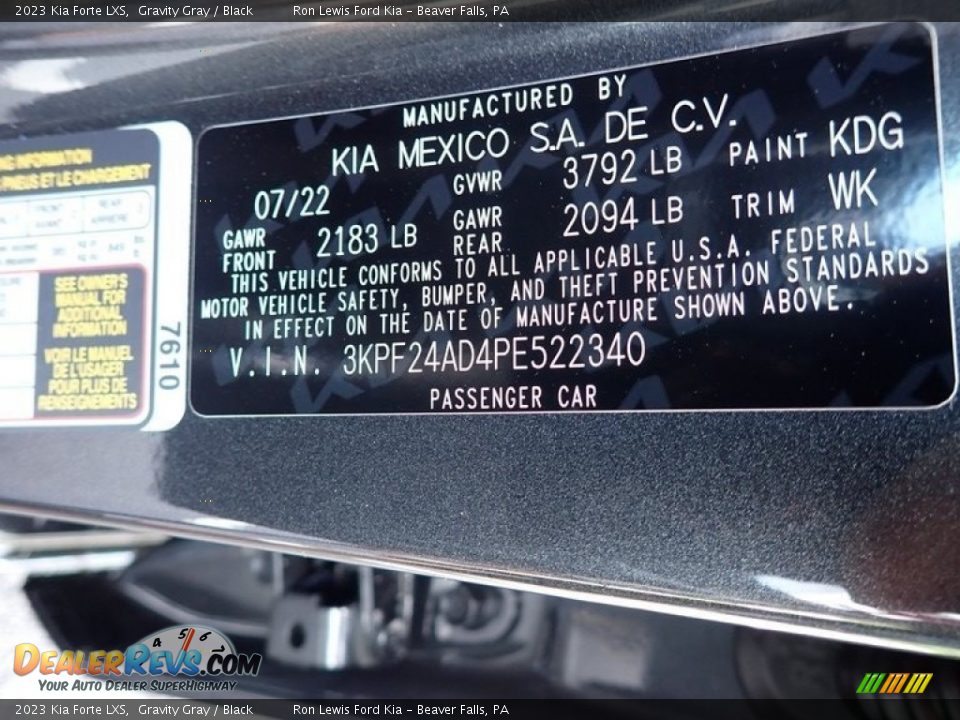 2023 Kia Forte LXS Gravity Gray / Black Photo #20