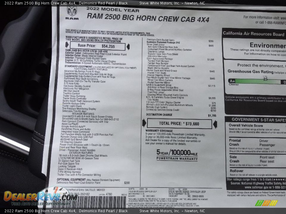 2022 Ram 2500 Big Horn Crew Cab 4x4 Delmonico Red Pearl / Black Photo #32