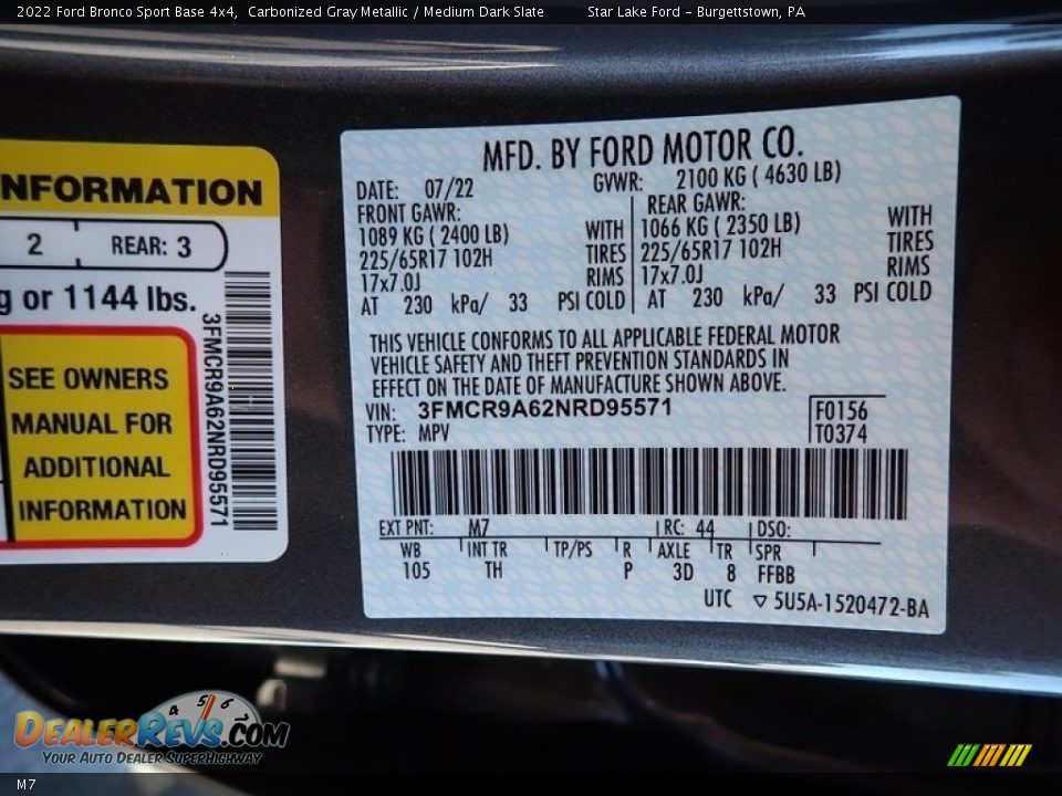 Ford Color Code M7 Carbonized Gray Metallic