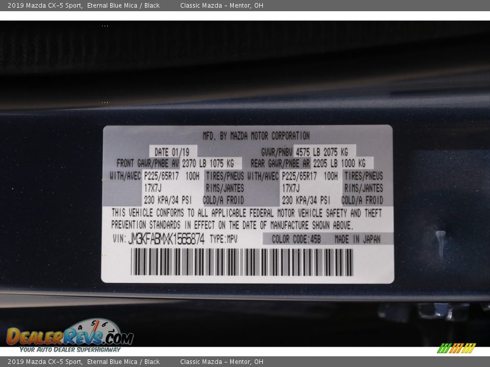 2019 Mazda CX-5 Sport Eternal Blue Mica / Black Photo #20