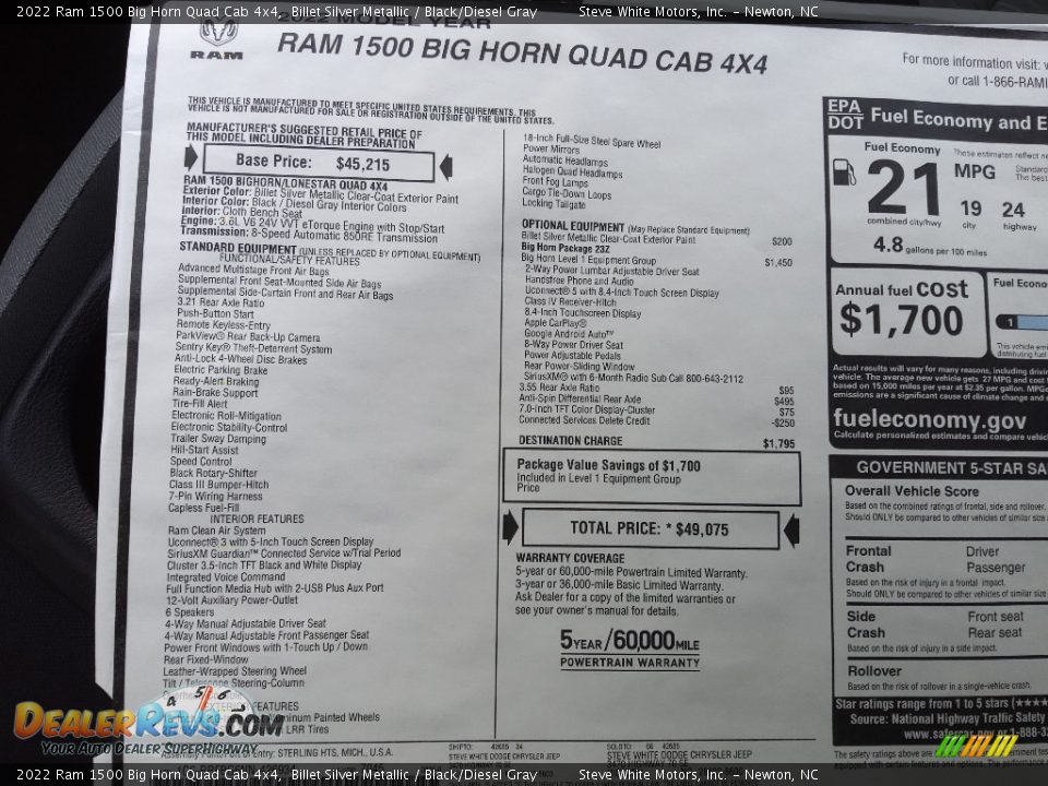 2022 Ram 1500 Big Horn Quad Cab 4x4 Billet Silver Metallic / Black/Diesel Gray Photo #26