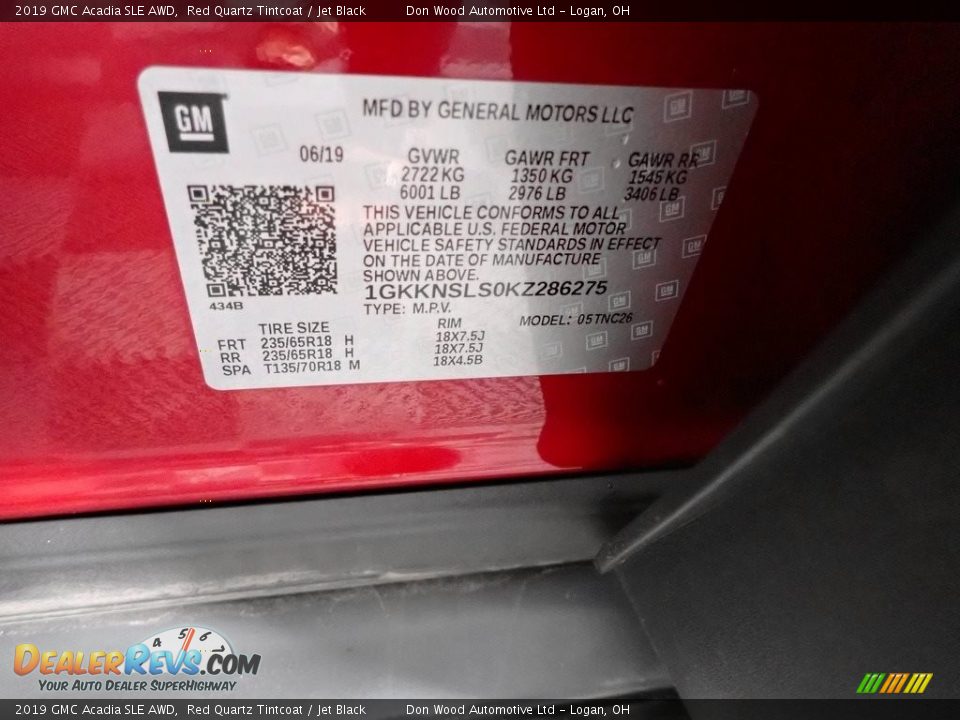 2019 GMC Acadia SLE AWD Red Quartz Tintcoat / Jet Black Photo #35