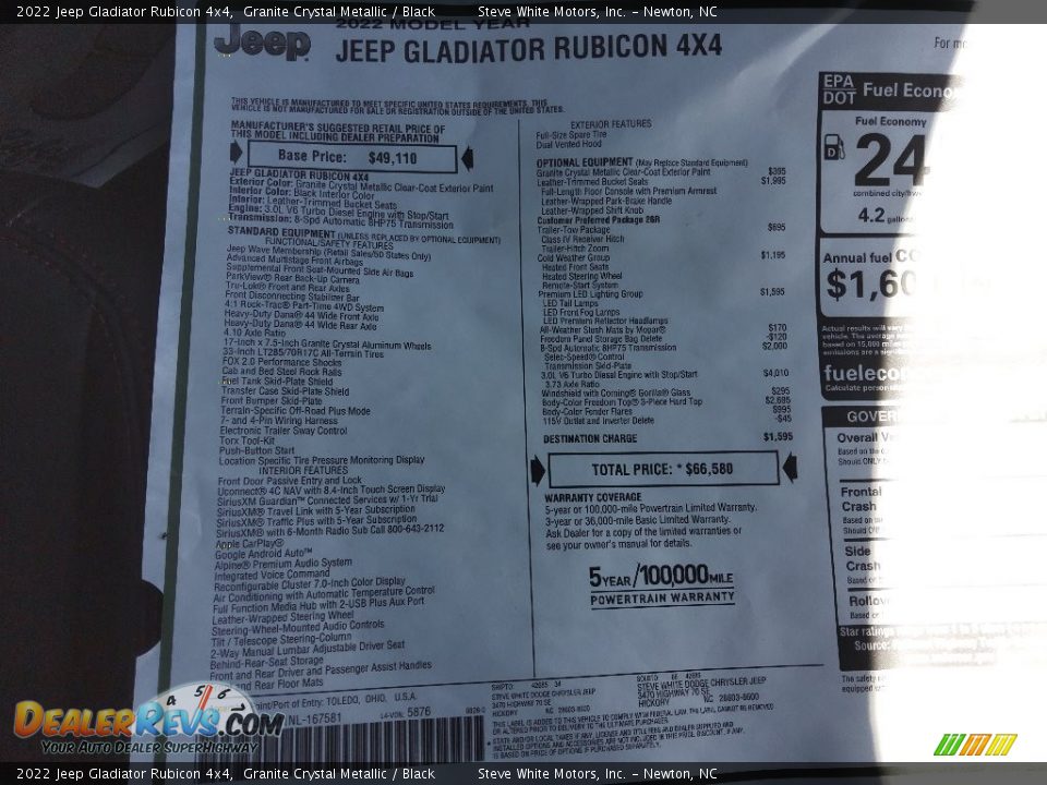 2022 Jeep Gladiator Rubicon 4x4 Granite Crystal Metallic / Black Photo #30