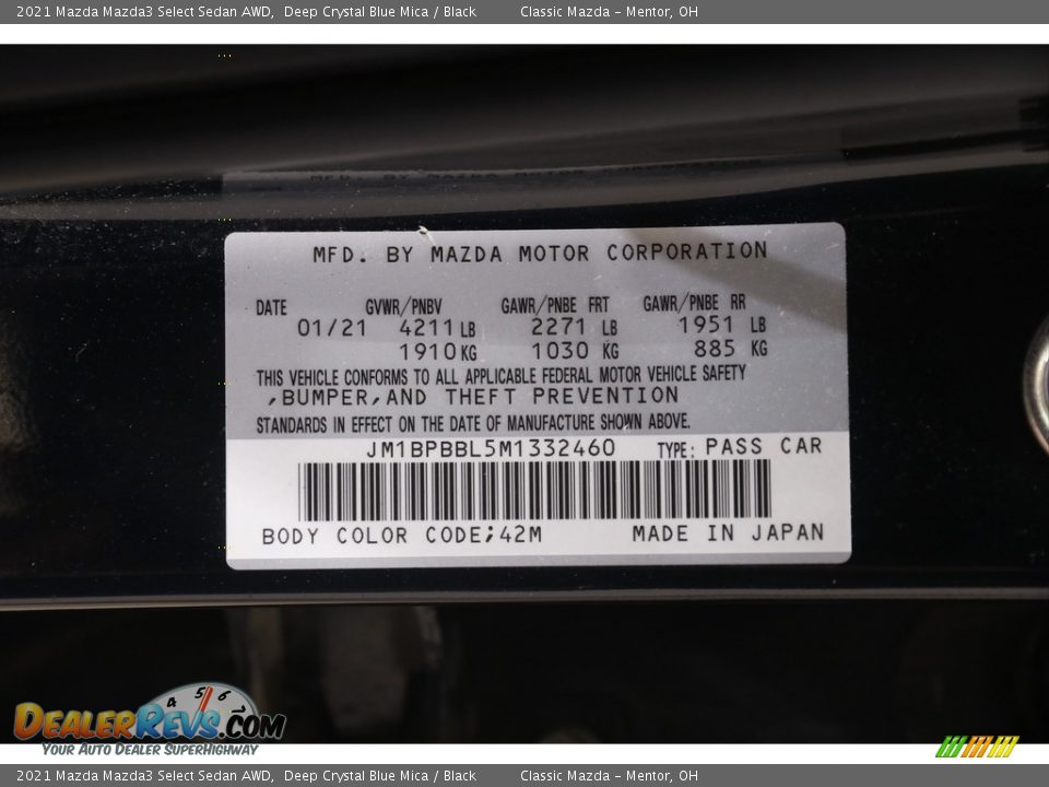 2021 Mazda Mazda3 Select Sedan AWD Deep Crystal Blue Mica / Black Photo #20