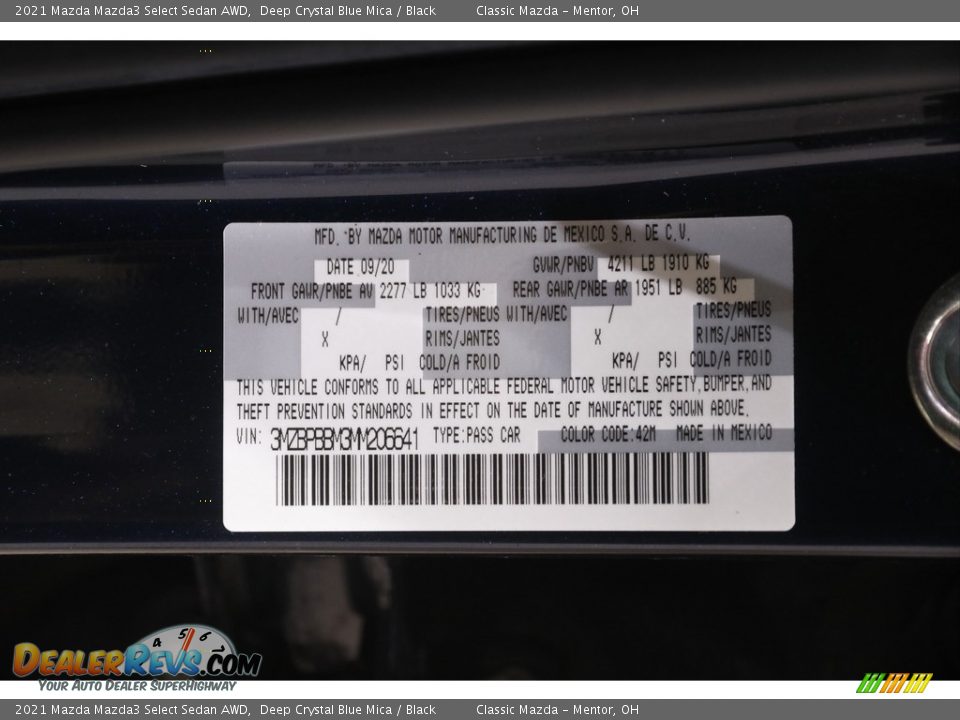 2021 Mazda Mazda3 Select Sedan AWD Deep Crystal Blue Mica / Black Photo #20