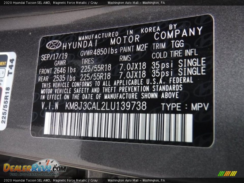 2020 Hyundai Tucson SEL AWD Magnetic Force Metallic / Gray Photo #29