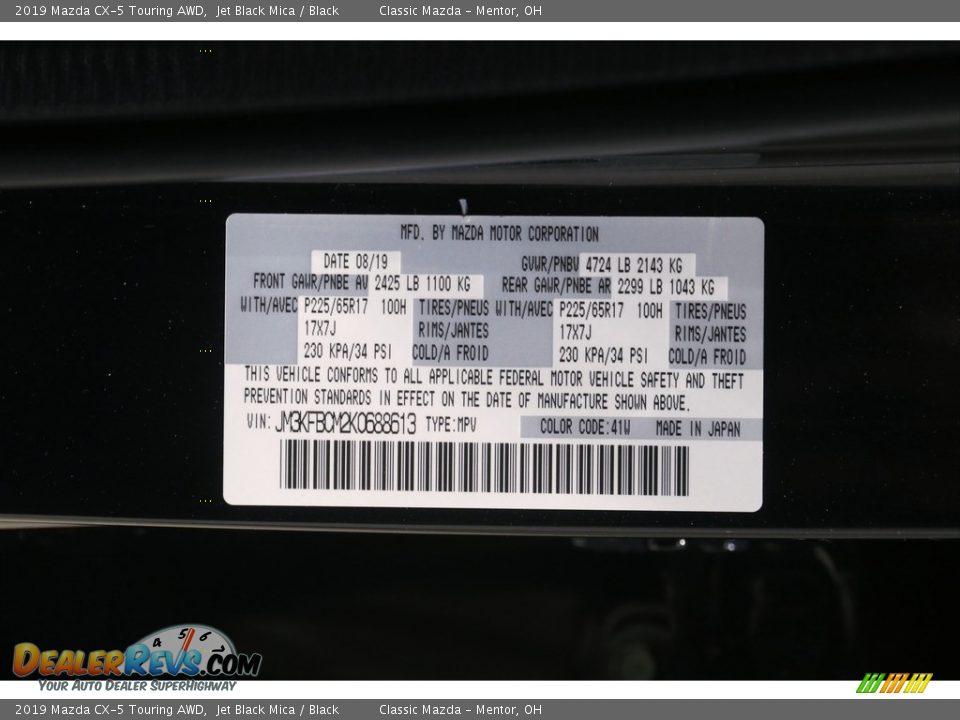 2019 Mazda CX-5 Touring AWD Jet Black Mica / Black Photo #21