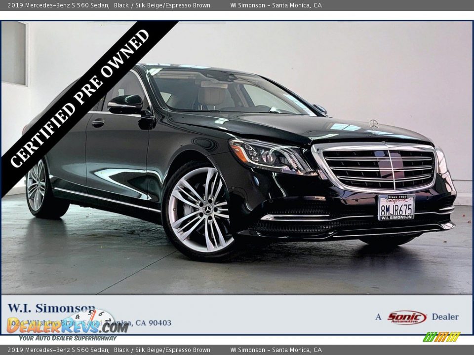 2019 Mercedes-Benz S 560 Sedan Black / Silk Beige/Espresso Brown Photo #1