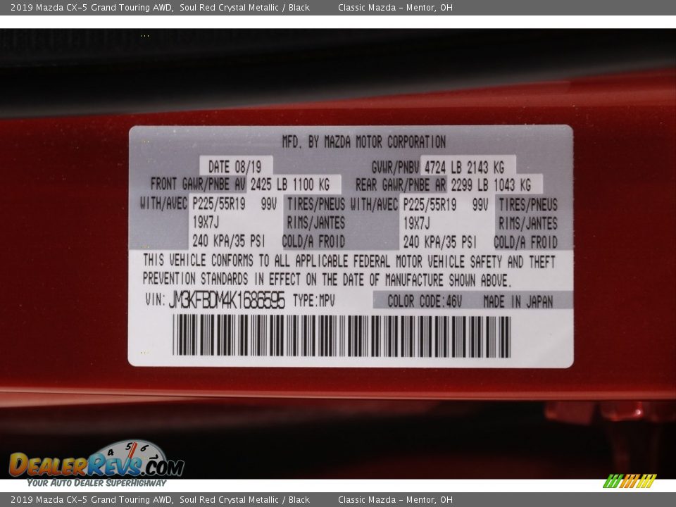 2019 Mazda CX-5 Grand Touring AWD Soul Red Crystal Metallic / Black Photo #22