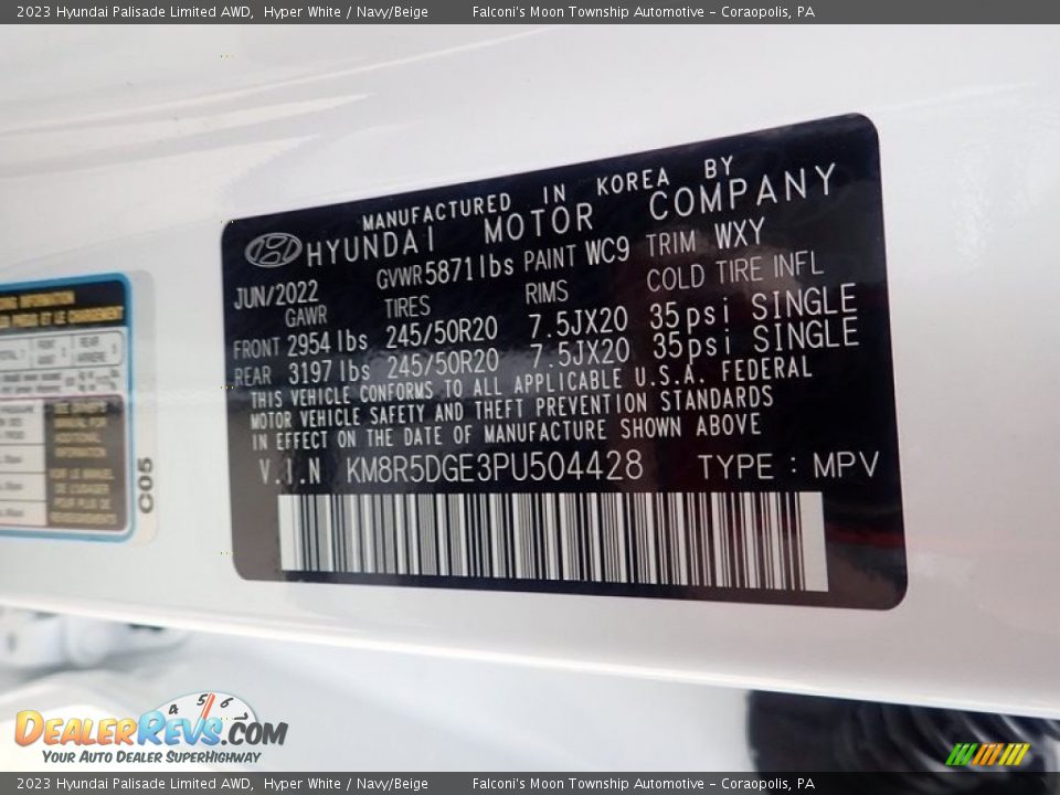 2023 Hyundai Palisade Limited AWD Hyper White / Navy/Beige Photo #18