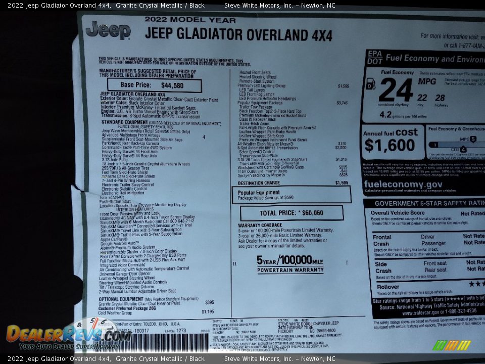 2022 Jeep Gladiator Overland 4x4 Granite Crystal Metallic / Black Photo #32