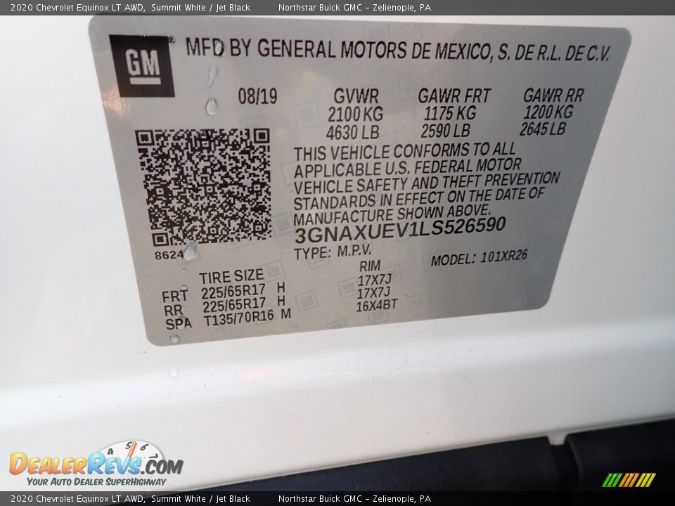 2020 Chevrolet Equinox LT AWD Summit White / Jet Black Photo #30