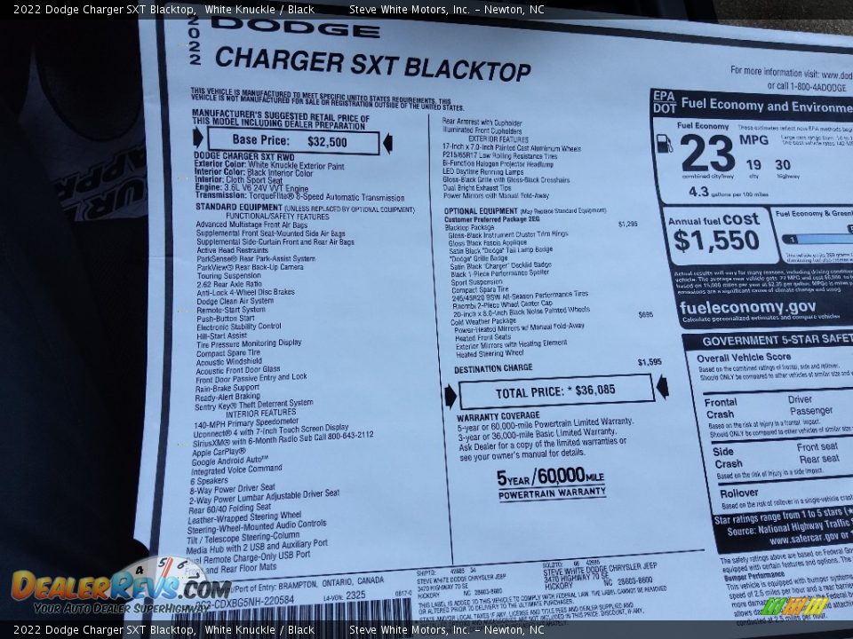 2022 Dodge Charger SXT Blacktop White Knuckle / Black Photo #28