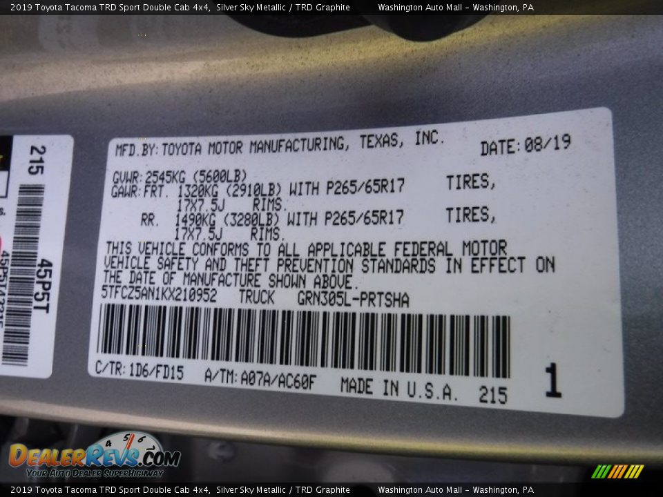 2019 Toyota Tacoma TRD Sport Double Cab 4x4 Silver Sky Metallic / TRD Graphite Photo #28
