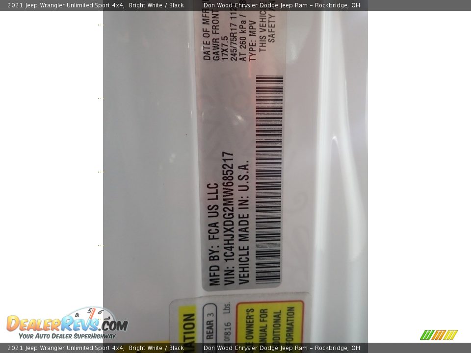 2021 Jeep Wrangler Unlimited Sport 4x4 Bright White / Black Photo #33