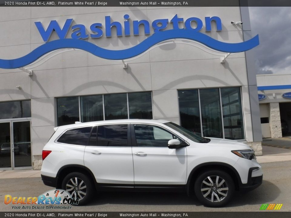 2020 Honda Pilot EX-L AWD Platinum White Pearl / Beige Photo #2