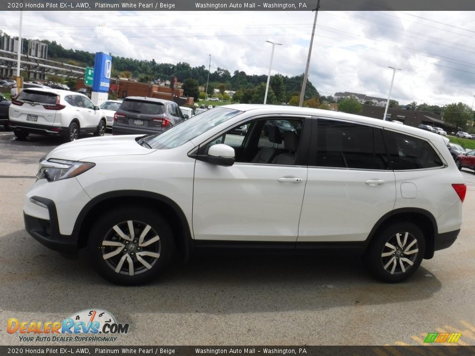 2020 Honda Pilot EX-L AWD Platinum White Pearl / Beige Photo #7