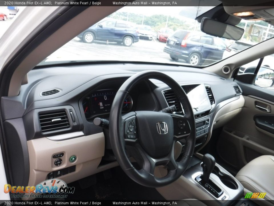 2020 Honda Pilot EX-L AWD Platinum White Pearl / Beige Photo #14