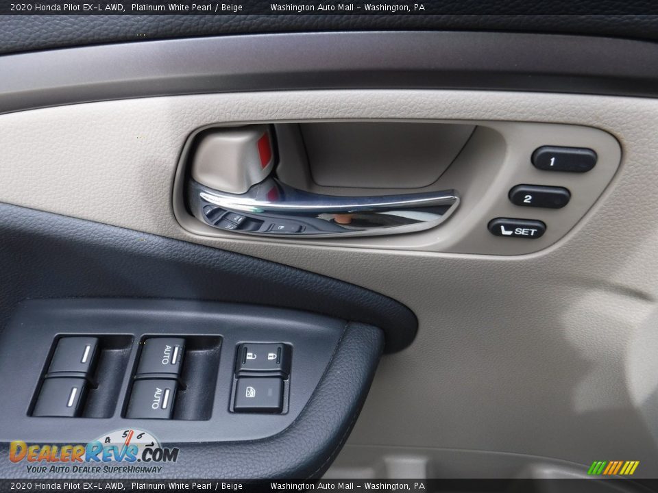 2020 Honda Pilot EX-L AWD Platinum White Pearl / Beige Photo #18