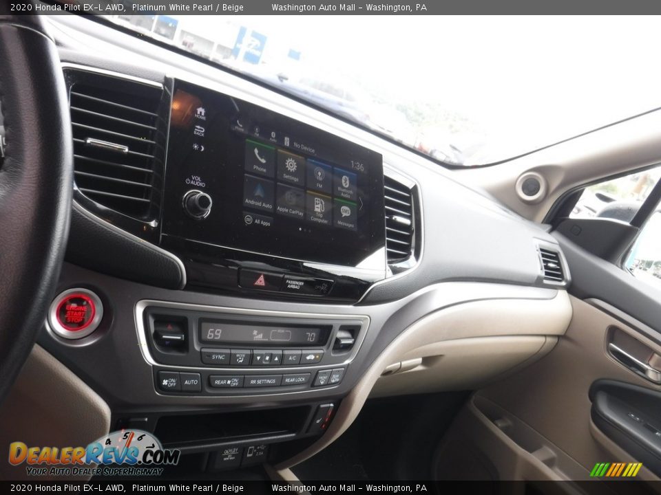 2020 Honda Pilot EX-L AWD Platinum White Pearl / Beige Photo #20