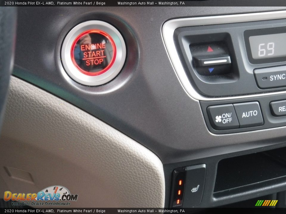 2020 Honda Pilot EX-L AWD Platinum White Pearl / Beige Photo #21