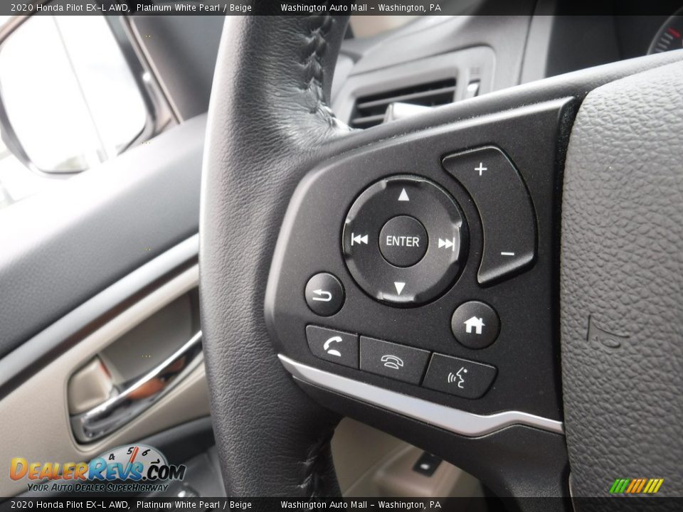 2020 Honda Pilot EX-L AWD Platinum White Pearl / Beige Photo #29