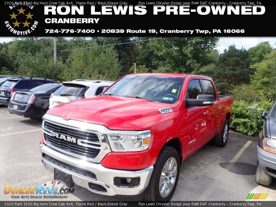 2020 Ram 1500 Big Horn Crew Cab 4x4 Flame Red / Black/Diesel Gray Photo #1