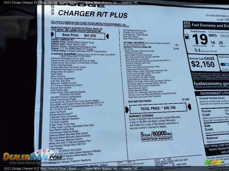 2022 Dodge Charger R/T Plus Window Sticker Photo #28