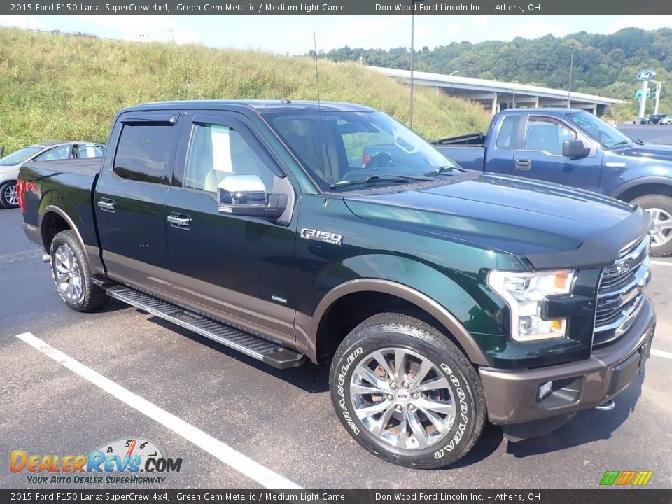 2015 Ford F150 Lariat SuperCrew 4x4 Green Gem Metallic / Medium Light Camel Photo #2