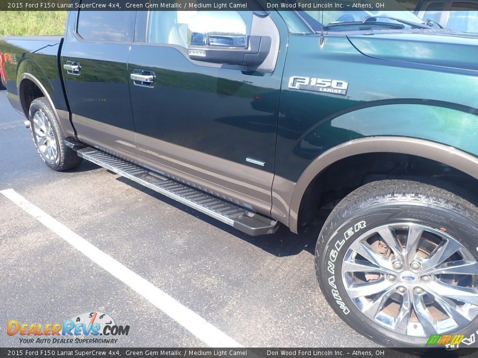 2015 Ford F150 Lariat SuperCrew 4x4 Green Gem Metallic / Medium Light Camel Photo #3