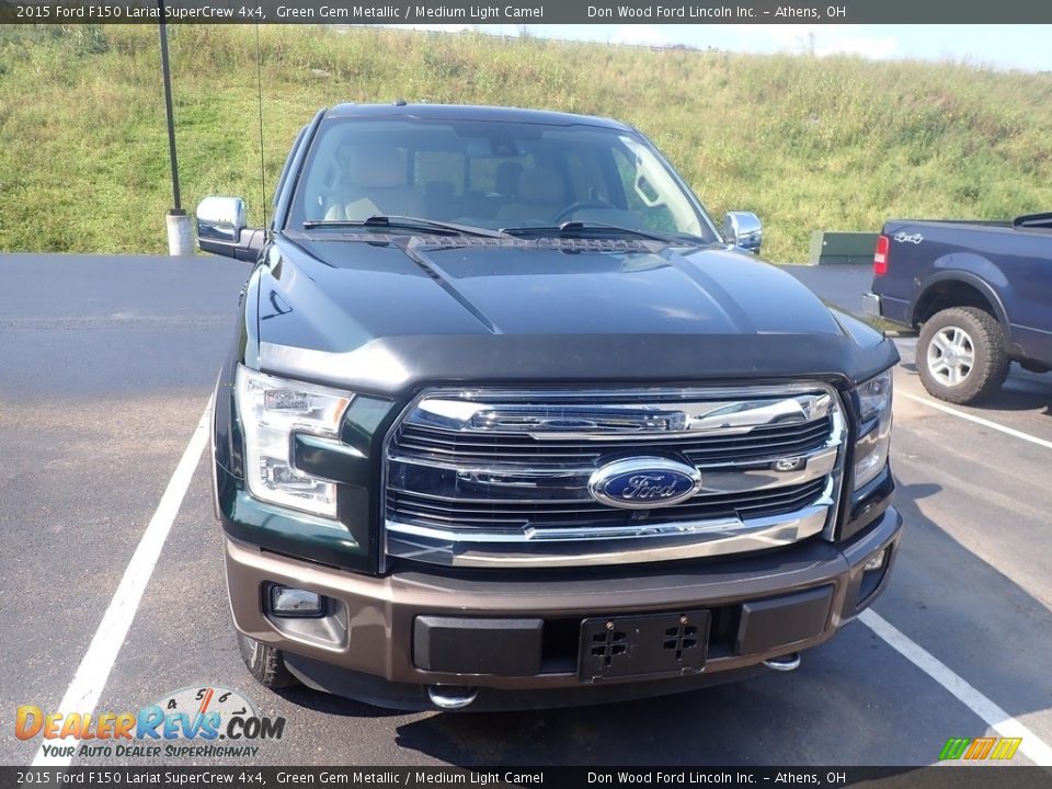 2015 Ford F150 Lariat SuperCrew 4x4 Green Gem Metallic / Medium Light Camel Photo #4