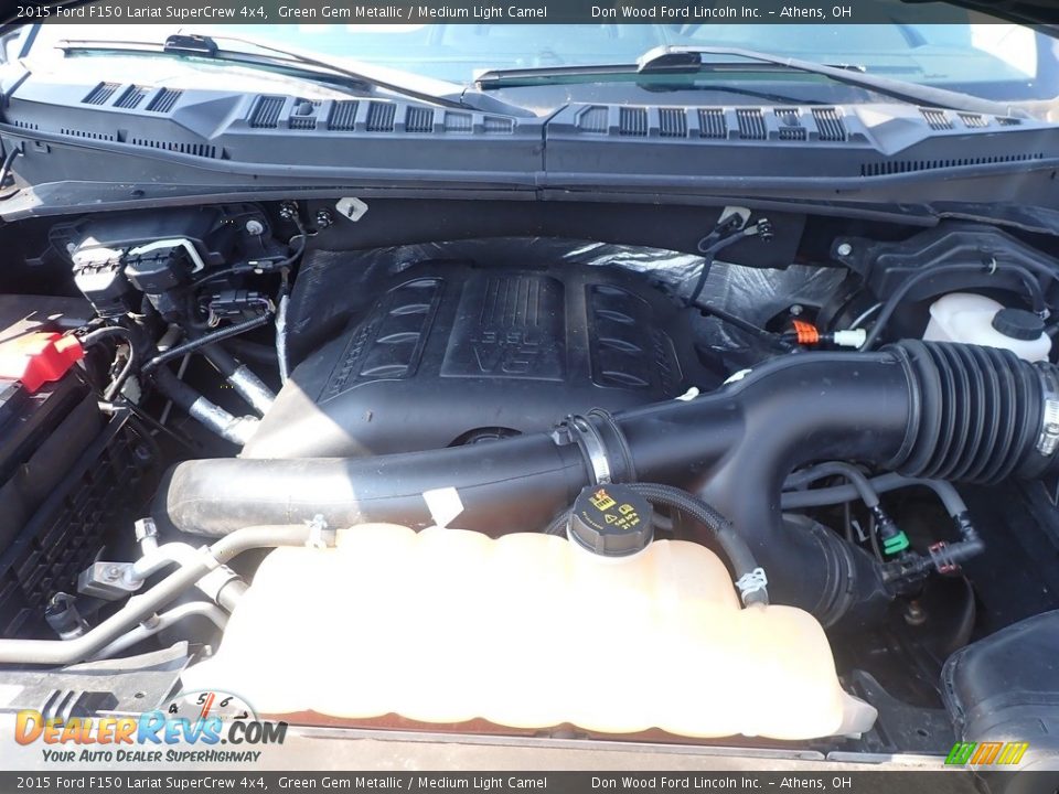 2015 Ford F150 Lariat SuperCrew 4x4 Green Gem Metallic / Medium Light Camel Photo #6