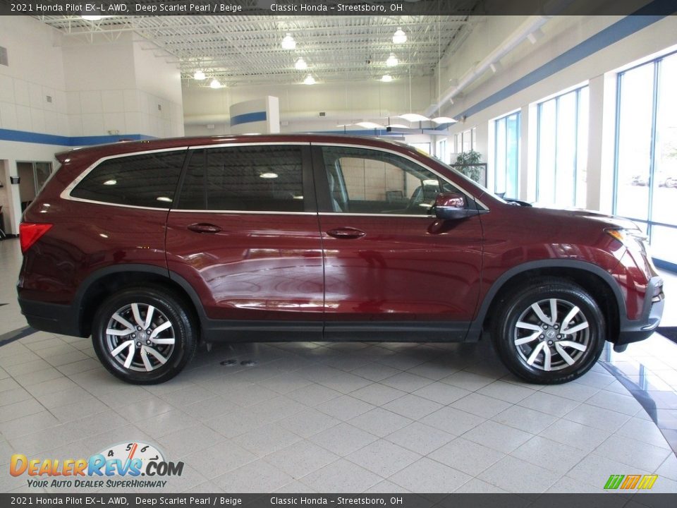 2021 Honda Pilot EX-L AWD Deep Scarlet Pearl / Beige Photo #4