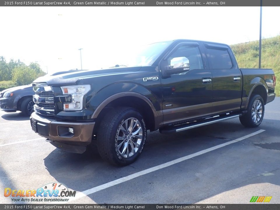 2015 Ford F150 Lariat SuperCrew 4x4 Green Gem Metallic / Medium Light Camel Photo #7