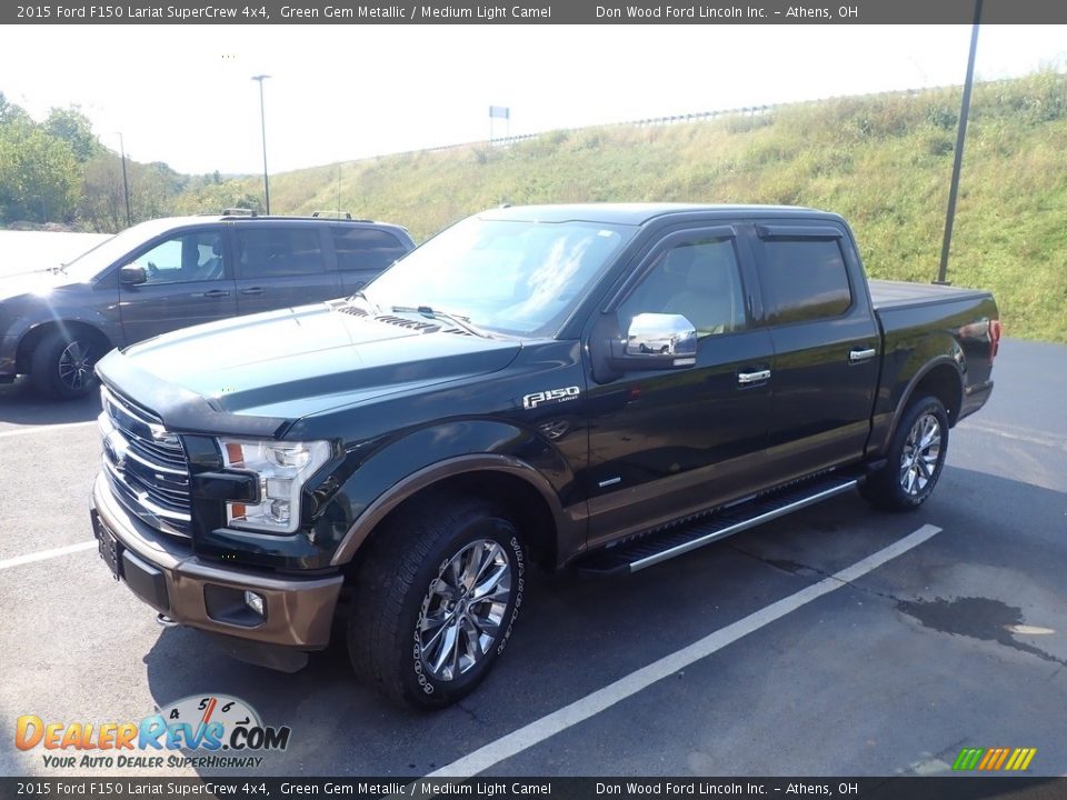 2015 Ford F150 Lariat SuperCrew 4x4 Green Gem Metallic / Medium Light Camel Photo #8