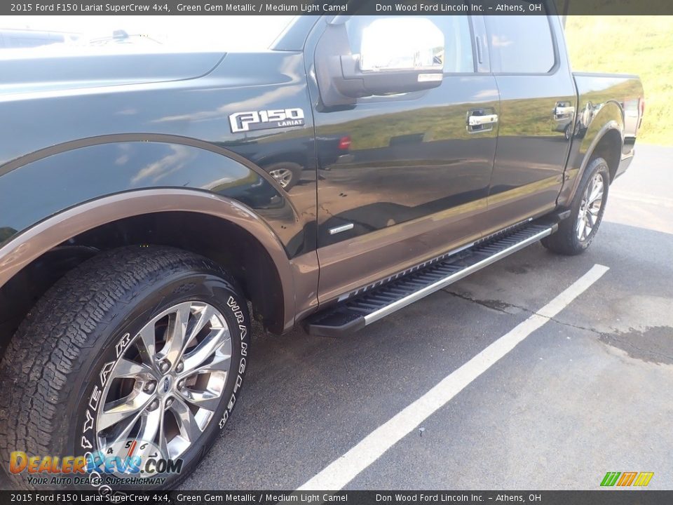 2015 Ford F150 Lariat SuperCrew 4x4 Green Gem Metallic / Medium Light Camel Photo #9