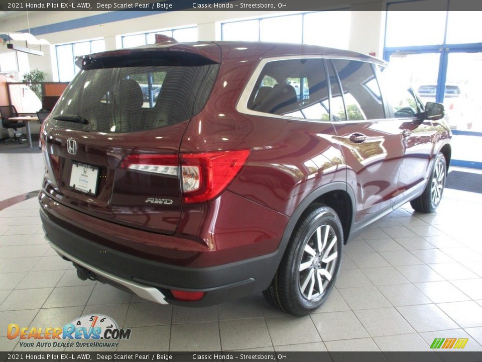 2021 Honda Pilot EX-L AWD Deep Scarlet Pearl / Beige Photo #7