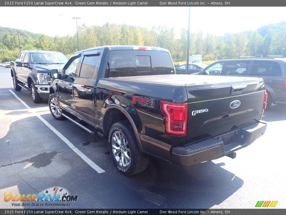 2015 Ford F150 Lariat SuperCrew 4x4 Green Gem Metallic / Medium Light Camel Photo #10