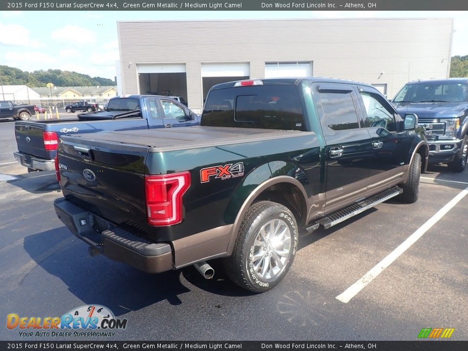 2015 Ford F150 Lariat SuperCrew 4x4 Green Gem Metallic / Medium Light Camel Photo #12