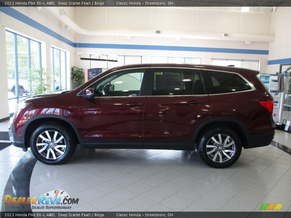 2021 Honda Pilot EX-L AWD Deep Scarlet Pearl / Beige Photo #10