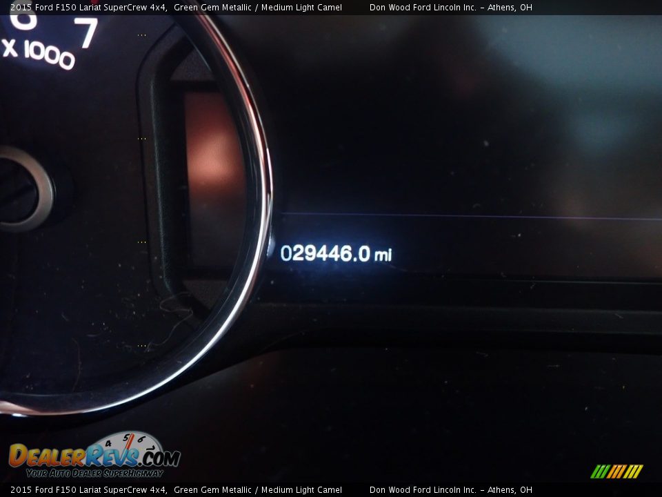 2015 Ford F150 Lariat SuperCrew 4x4 Green Gem Metallic / Medium Light Camel Photo #14