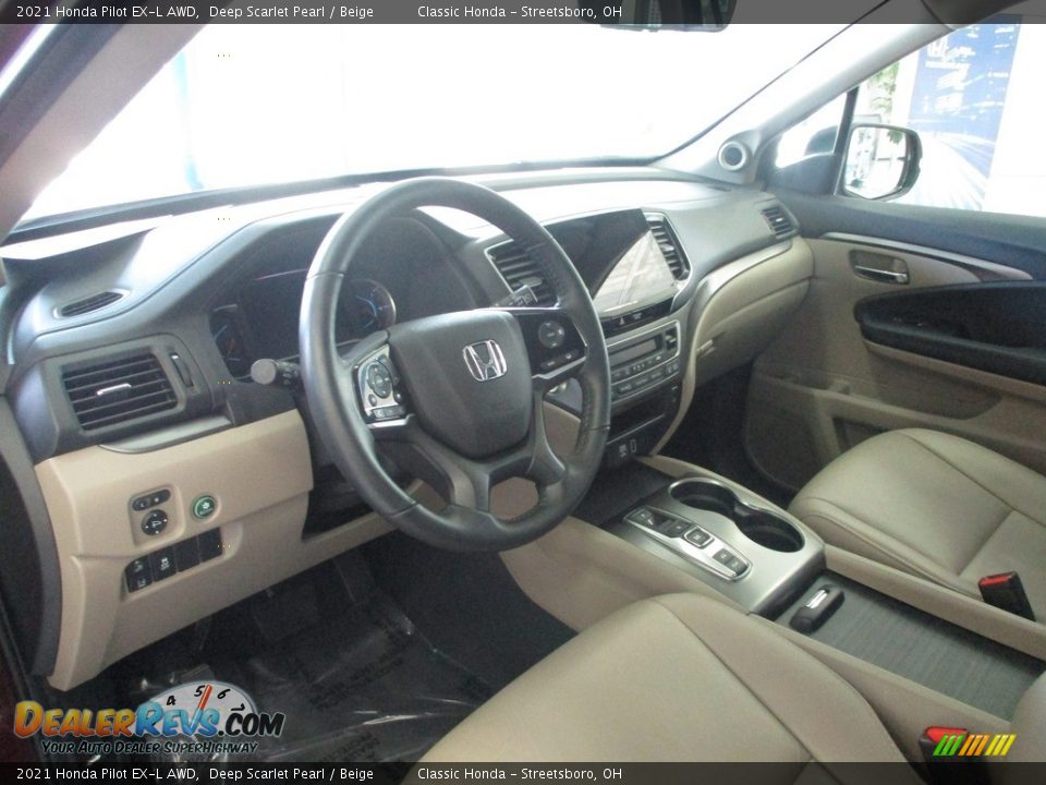 2021 Honda Pilot EX-L AWD Deep Scarlet Pearl / Beige Photo #29