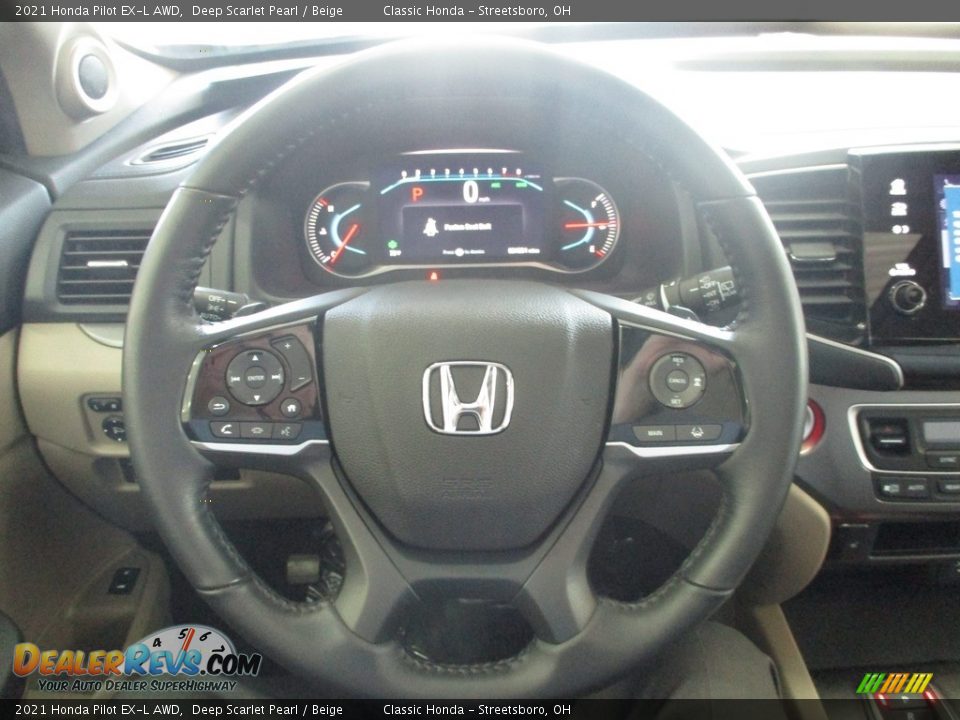 2021 Honda Pilot EX-L AWD Deep Scarlet Pearl / Beige Photo #33