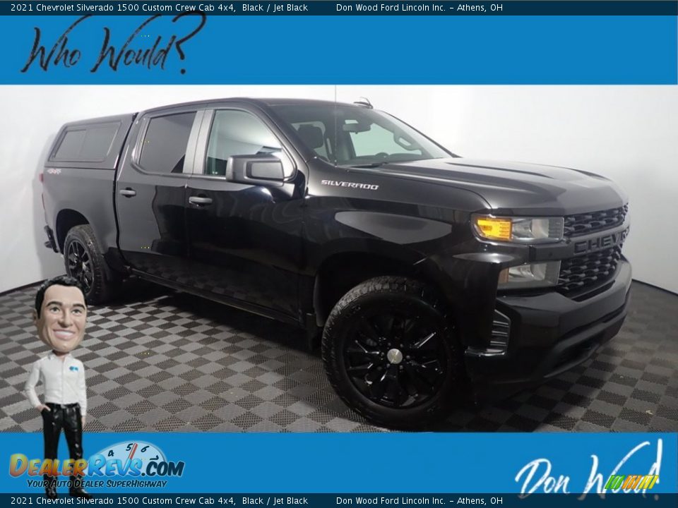2021 Chevrolet Silverado 1500 Custom Crew Cab 4x4 Black / Jet Black Photo #1