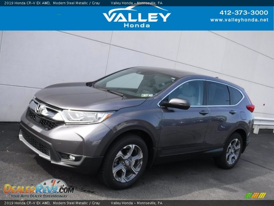 2019 Honda CR-V EX AWD Modern Steel Metallic / Gray Photo #1