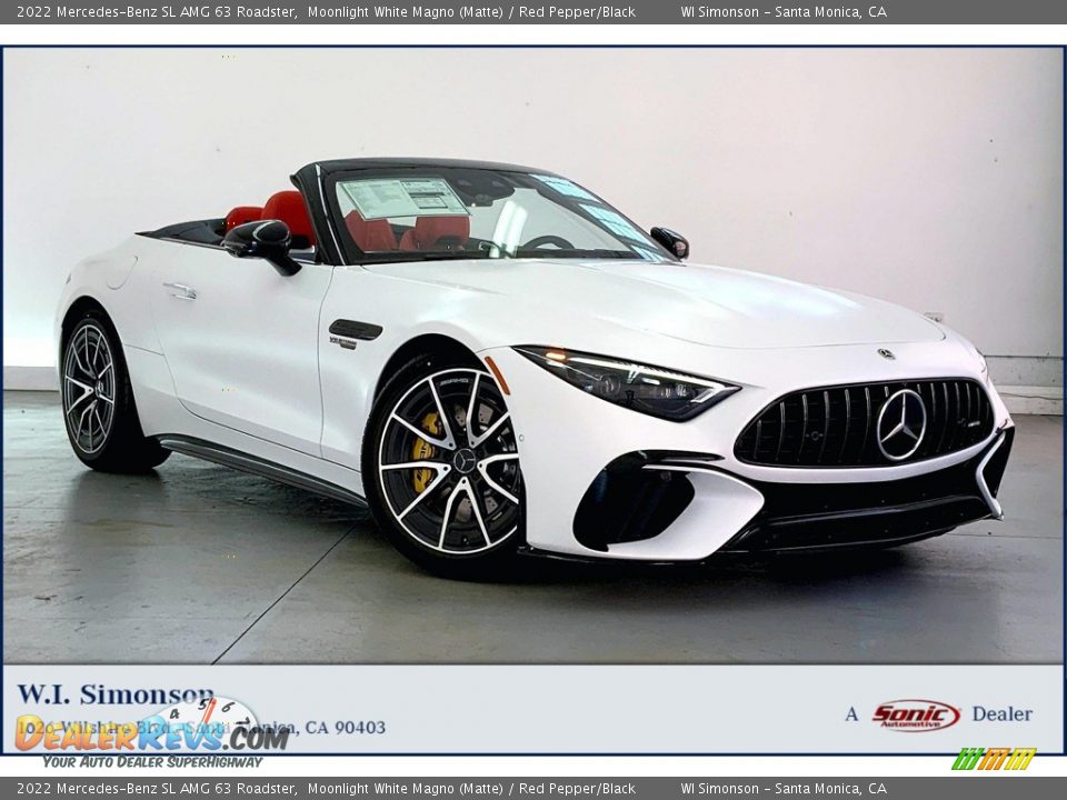 2022 Mercedes-Benz SL AMG 63 Roadster Moonlight White Magno (Matte) / Red Pepper/Black Photo #1