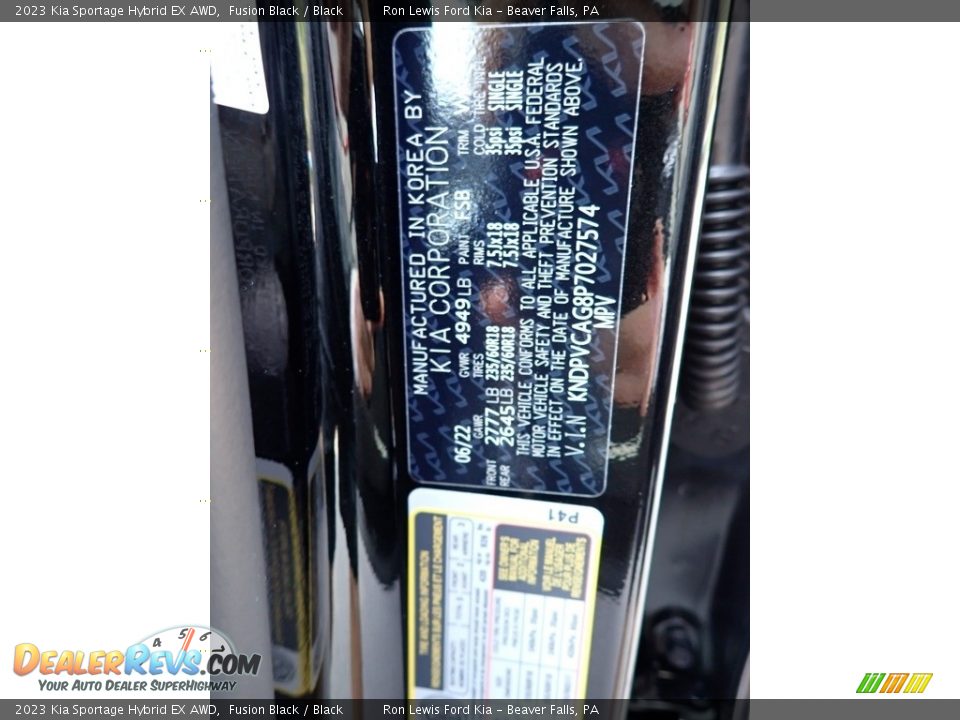 2023 Kia Sportage Hybrid EX AWD Fusion Black / Black Photo #20