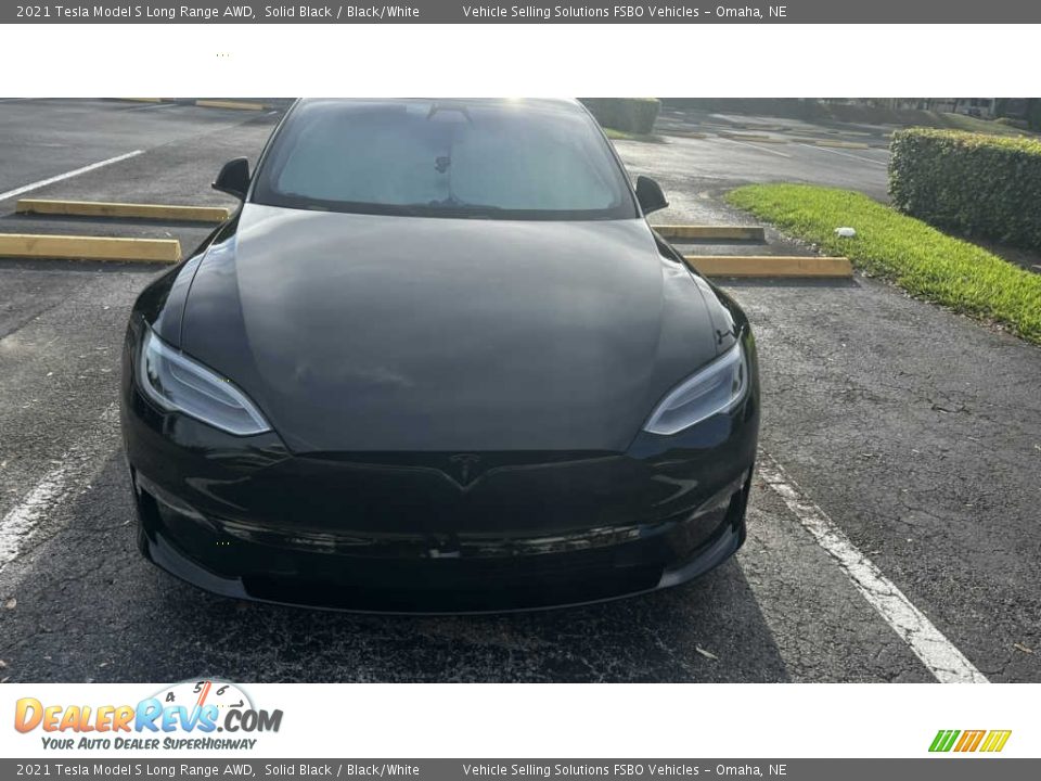 2021 Tesla Model S Long Range AWD Solid Black / Black/White Photo #3