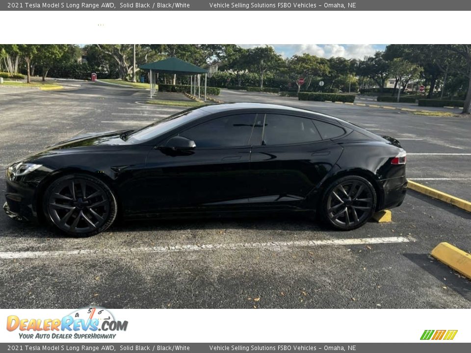 2021 Tesla Model S Long Range AWD Solid Black / Black/White Photo #4